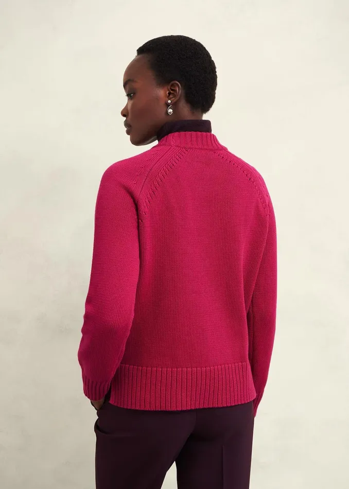 Women Deborah Cotton Jumper Cranberry Hobbs Jumpers and Cardigans