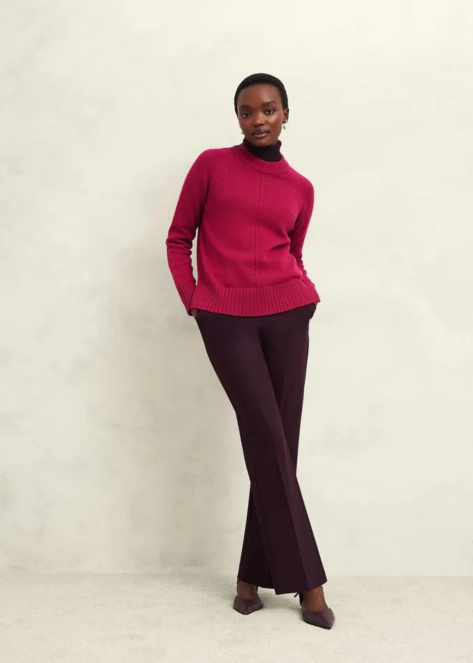 Women Deborah Cotton Jumper Cranberry Hobbs Jumpers and Cardigans
