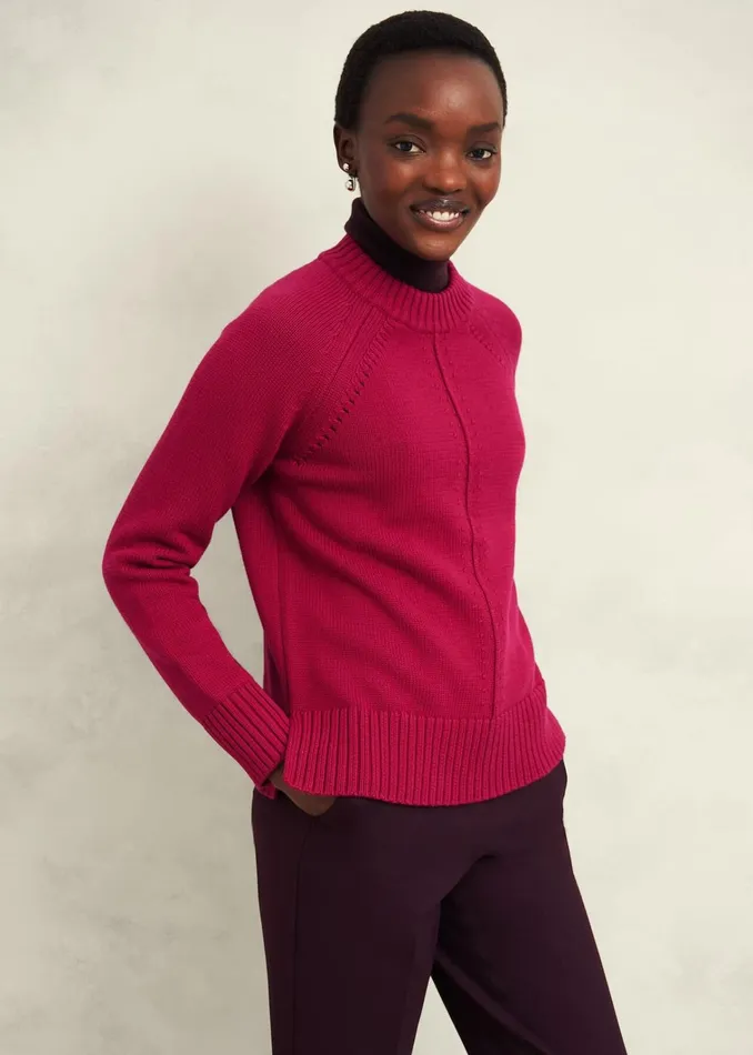 Women Deborah Cotton Jumper Cranberry Hobbs Jumpers and Cardigans