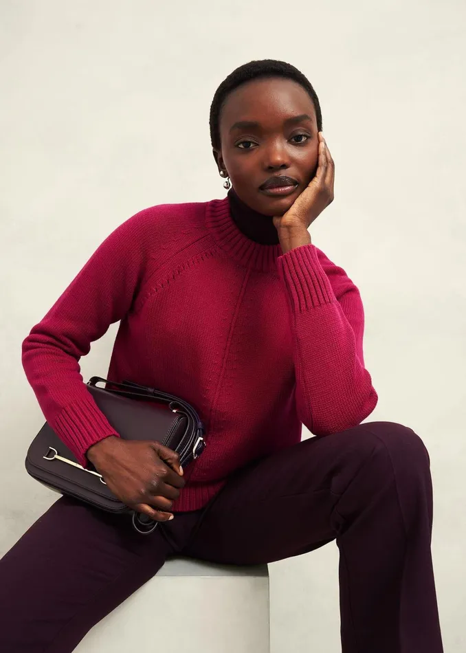 Women Deborah Cotton Jumper Cranberry Hobbs Jumpers and Cardigans
