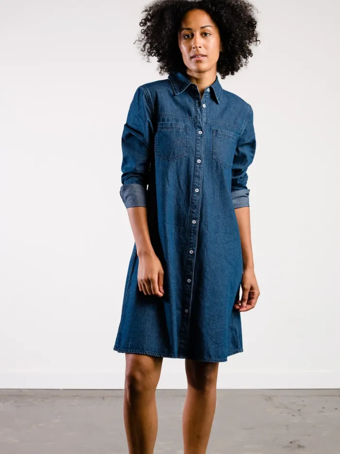 Women Denim Able Kate Denim Swing Dress Vintage Indigo