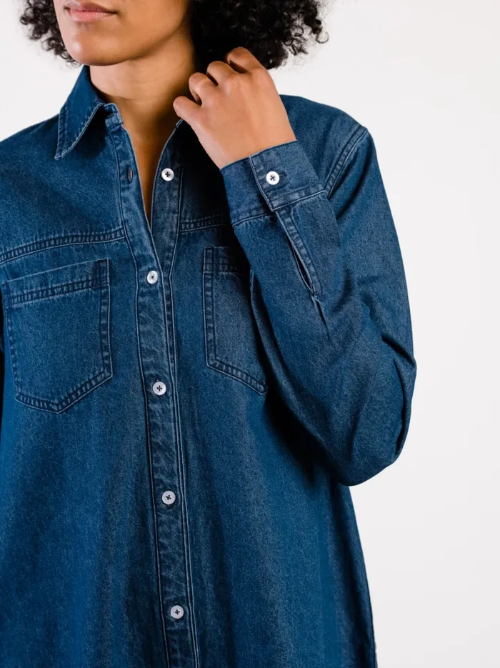 Women Denim Able Kate Denim Swing Dress Vintage Indigo