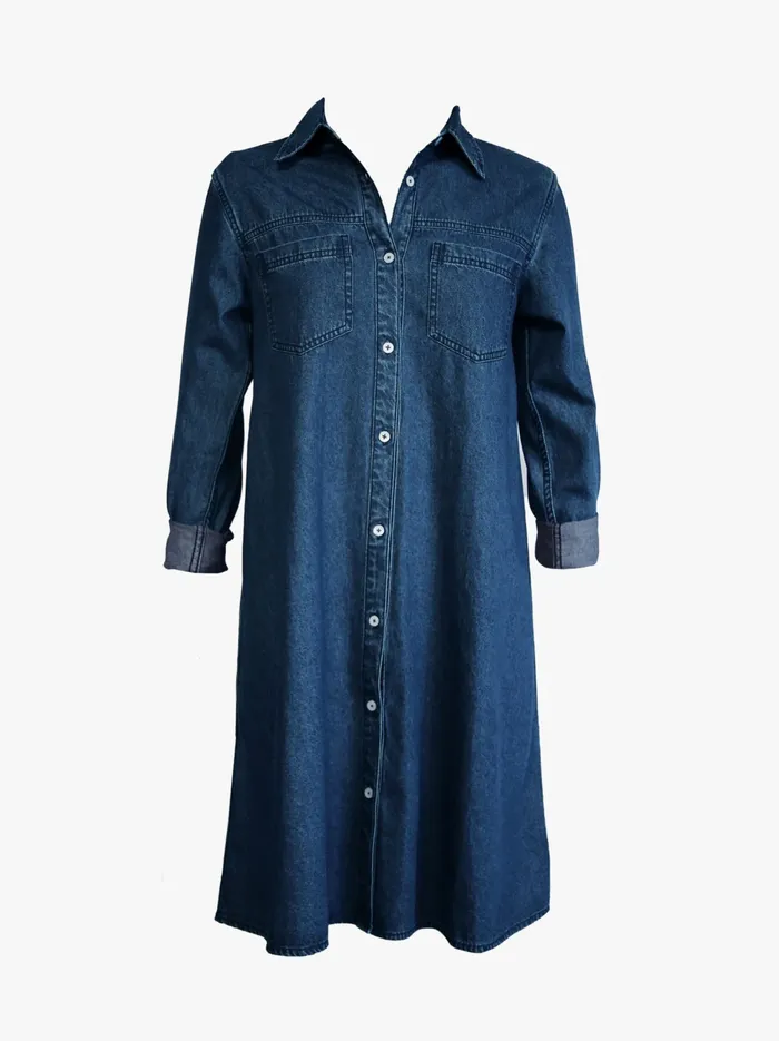 Women Denim Able Kate Denim Swing Dress Vintage Indigo