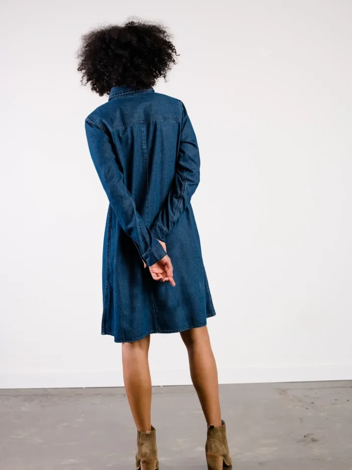 Women Denim Able Kate Denim Swing Dress Vintage Indigo