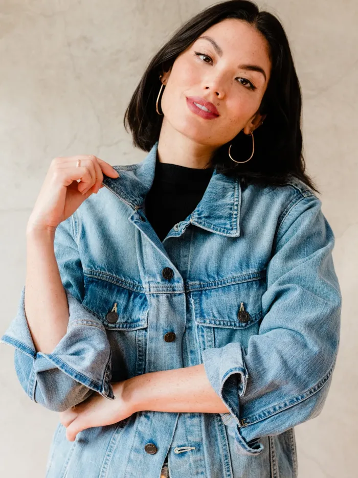 Women Denim Able Lennon Boyfriend Jacket Light Wash