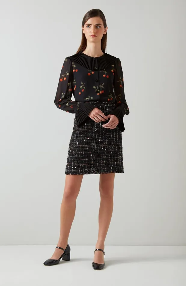 Women Dita Black And Red Cherry Print Blouse Multi LKBennett Tops