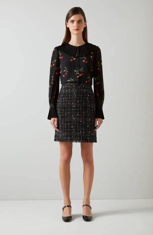 Women Dita Black And Red Cherry Print Blouse Multi LKBennett Tops
