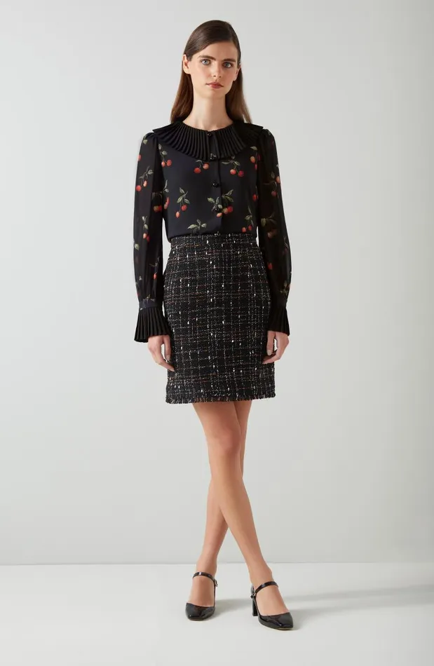 Women Dita Black And Red Cherry Print Blouse Multi LKBennett Tops