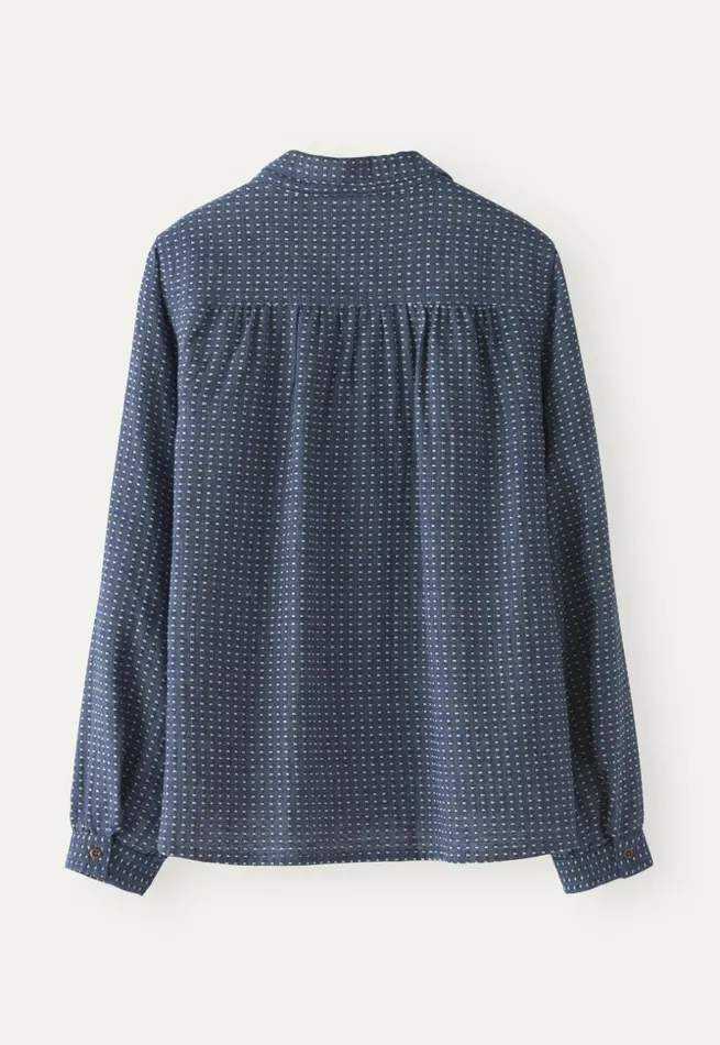 Women Dotweave Shirt Soft Indigo Poetry Fashion Shirts and Tunics