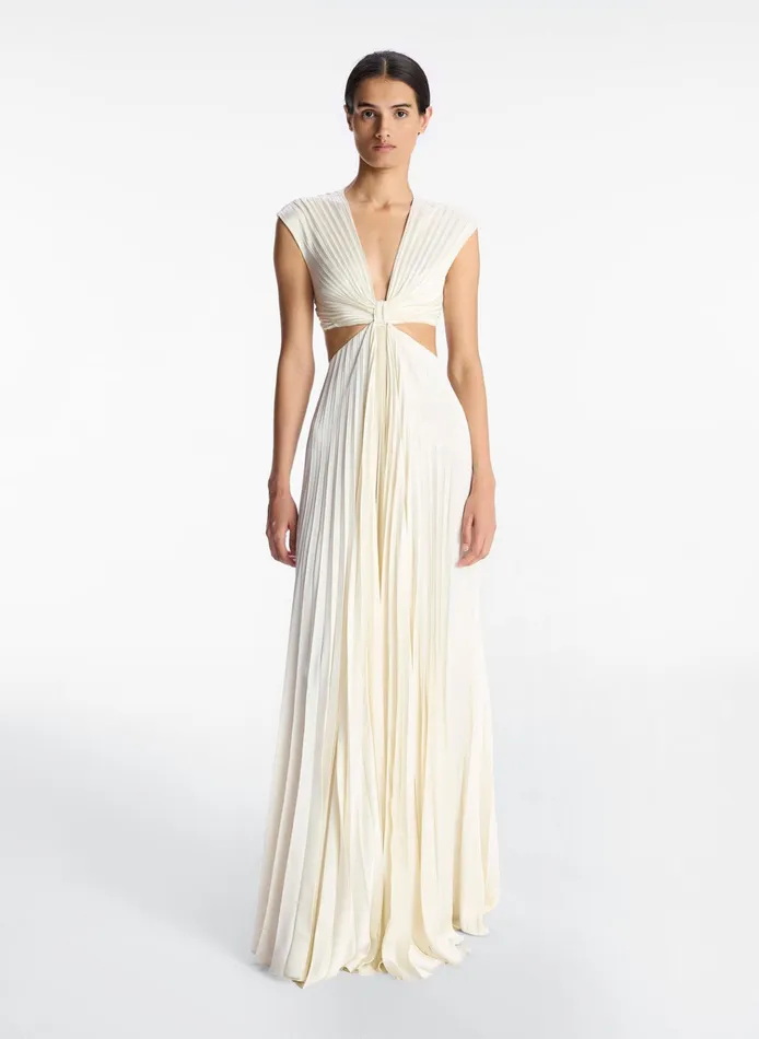 Women Dresses ALC Alejandra Satin Pleated Dress Whisper White