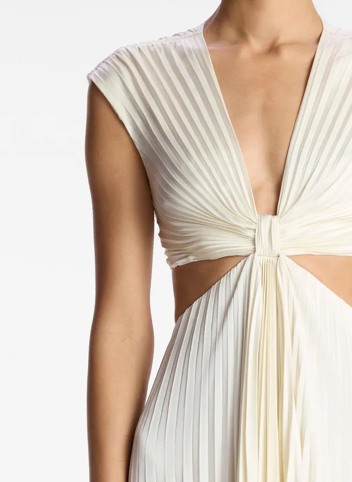 Women Dresses ALC Alejandra Satin Pleated Dress Whisper White