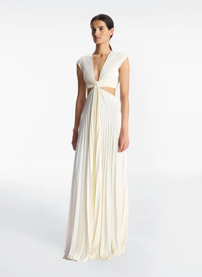 Women Dresses ALC Alejandra Satin Pleated Dress Whisper White