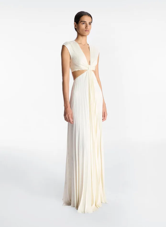 Women Dresses ALC Alejandra Satin Pleated Dress Whisper White