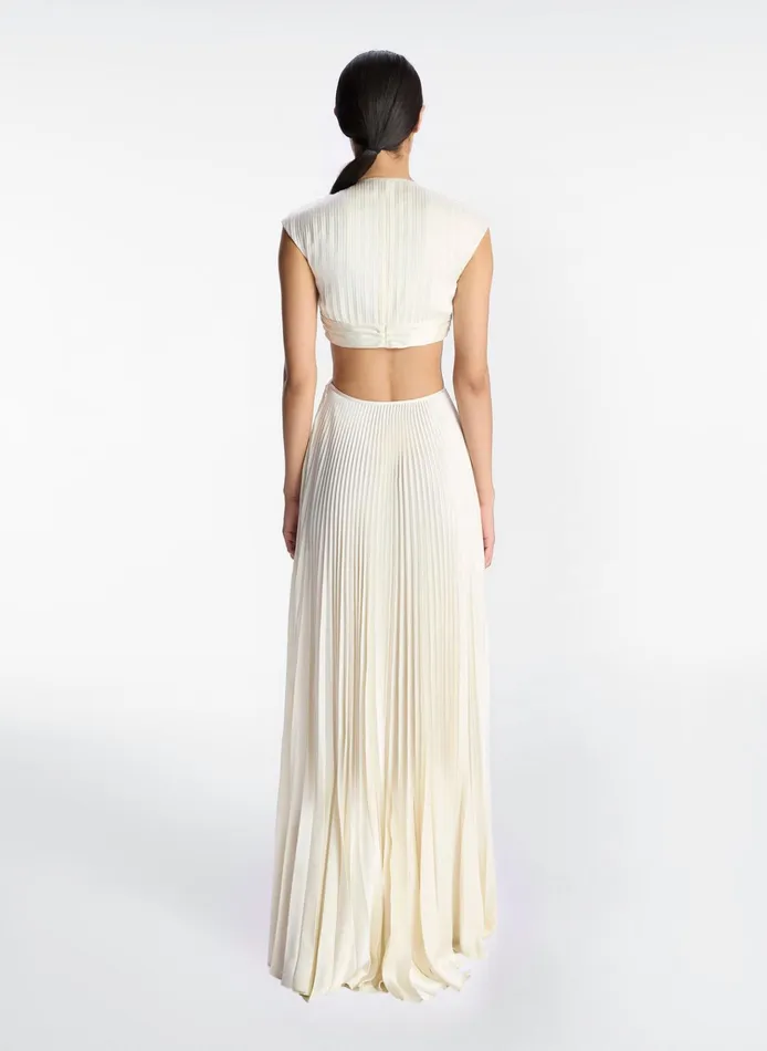 Women Dresses ALC Alejandra Satin Pleated Dress Whisper White