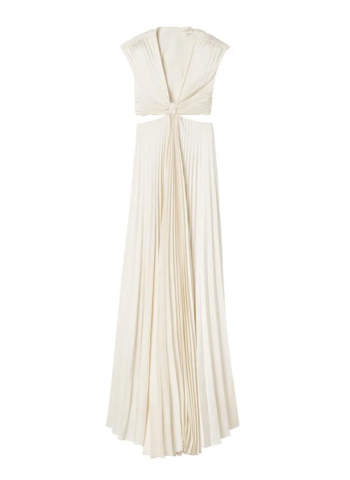 Women Dresses ALC Alejandra Satin Pleated Dress Whisper White