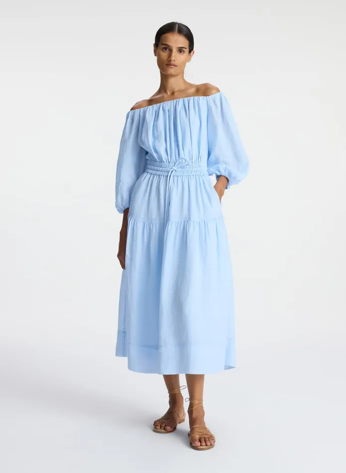 Women Dresses ALC Indy Off Shoulder Midi Dress Sky Blue