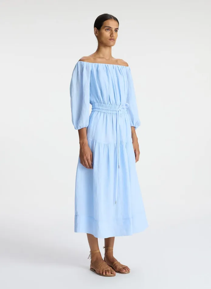 Women Dresses ALC Indy Off Shoulder Midi Dress Sky Blue