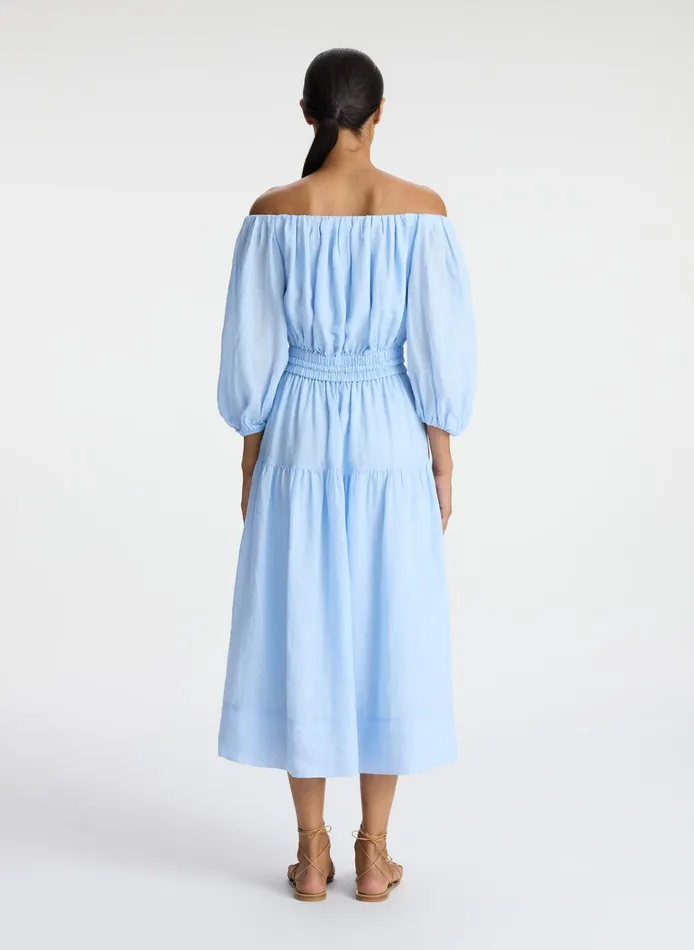 Women Dresses ALC Indy Off Shoulder Midi Dress Sky Blue
