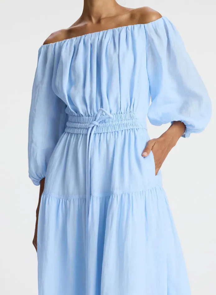 Women Dresses ALC Indy Off Shoulder Midi Dress Sky Blue