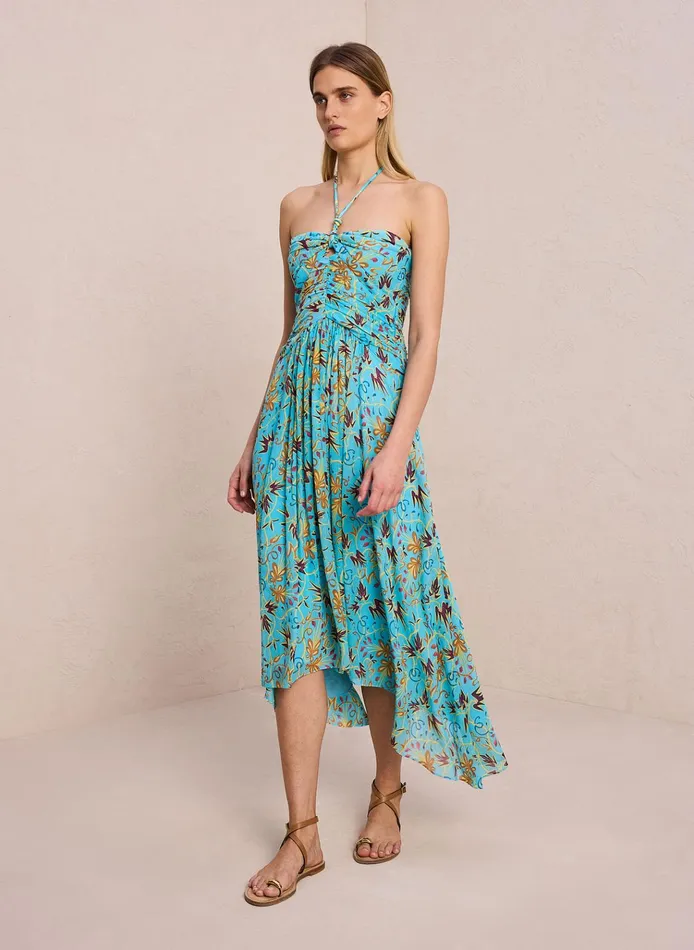 Women Dresses ALC Violet Silk Midi Dress Grotto Multi
