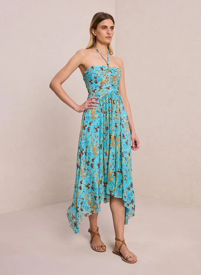 Women Dresses ALC Violet Silk Midi Dress Grotto Multi