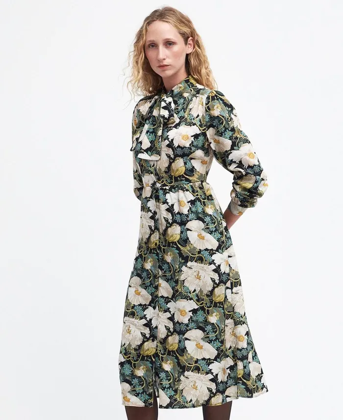 Women Dresses and Skirts Barbour X House Of Hackney Daintry Midi Dress Papavera Velvet White Women Dresses and Skirts Barbour X House Of Hackney Daintry Midi Dress Papavera Velvet White