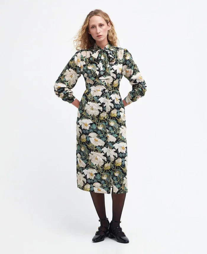 Women Dresses and Skirts Barbour X House Of Hackney Daintry Midi Dress Papavera Velvet White Women Dresses and Skirts Barbour X House Of Hackney Daintry Midi Dress Papavera Velvet White