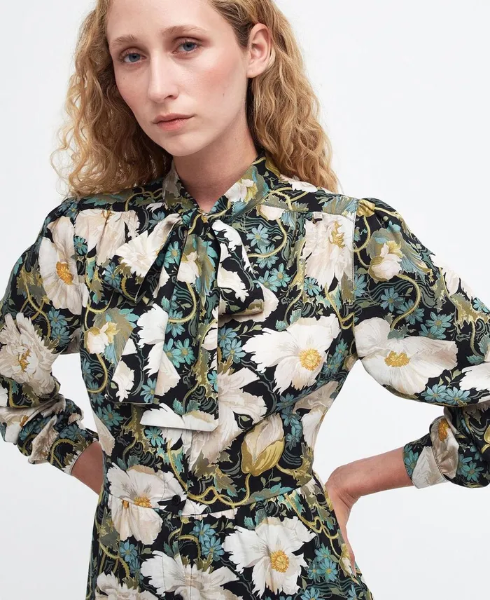 Women Dresses and Skirts Barbour X House Of Hackney Daintry Midi Dress Papavera Velvet White Women Dresses and Skirts Barbour X House Of Hackney Daintry Midi Dress Papavera Velvet White
