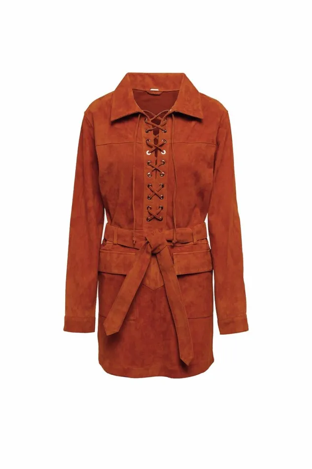 Women Dresses DODO BAR OR Marina Mini Dress Tan Suede