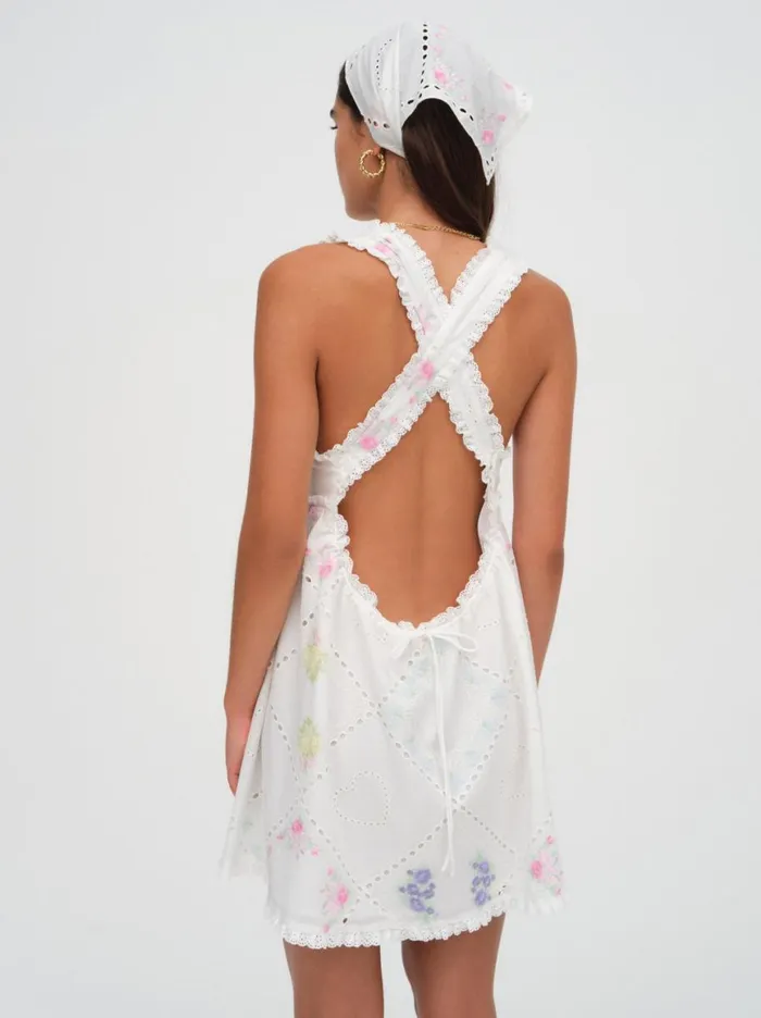 Women Dresses For Love and Lemons Andrea Embroidered Mini Dress White Women Dresses For Love and Lemons Andrea Embroidered Mini Dress White