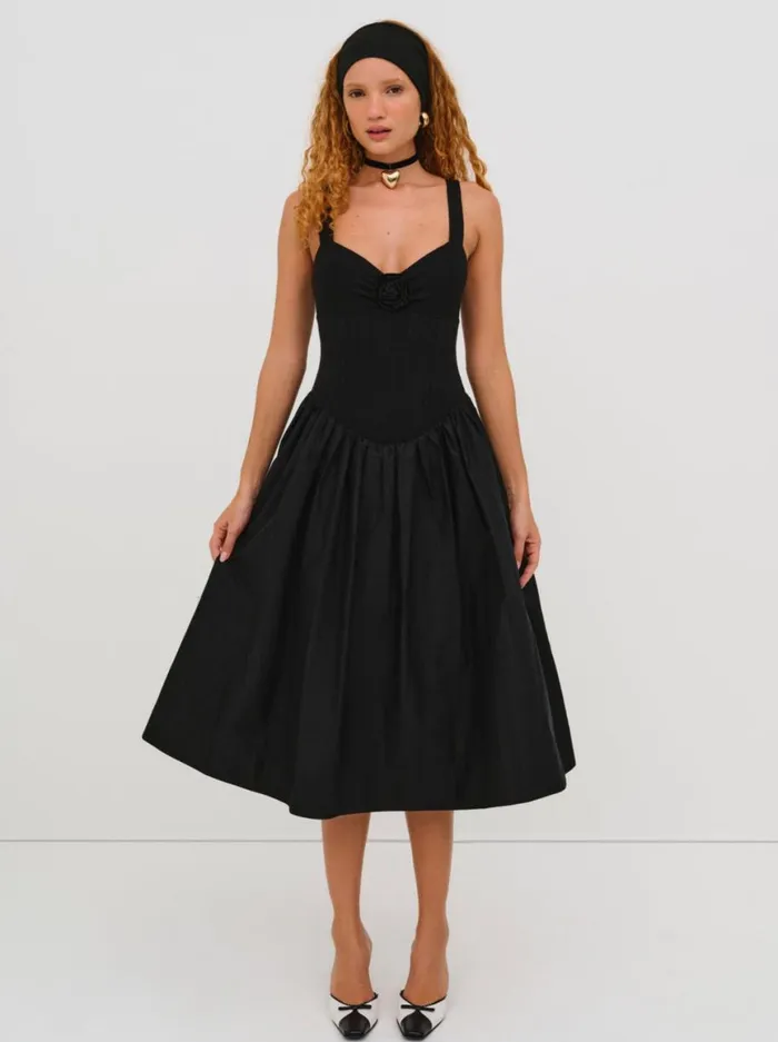 Women Dresses For Love and Lemons Billie Pointelle Midi Dress Black