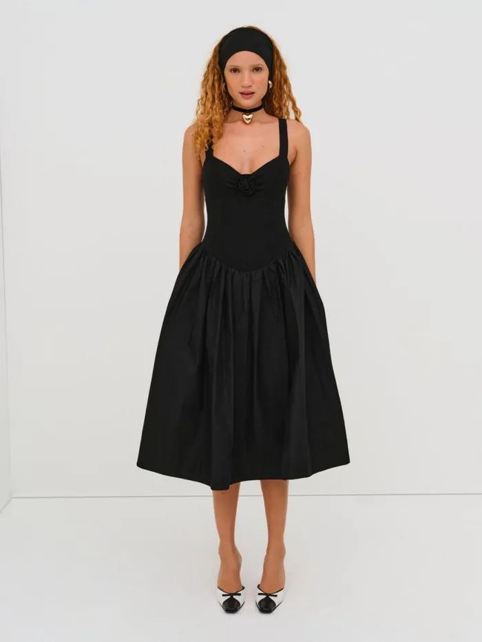 Women Dresses For Love and Lemons Billie Pointelle Midi Dress Black Women Dresses For Love and Lemons Billie Pointelle Midi Dress Black