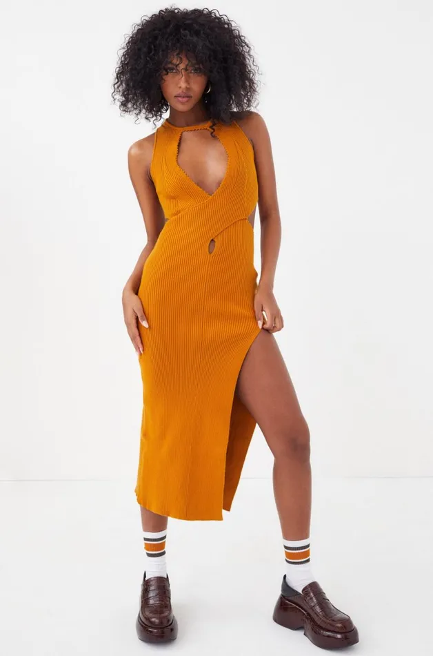Women Dresses For Love and Lemons Maggie Midi Dress Orange