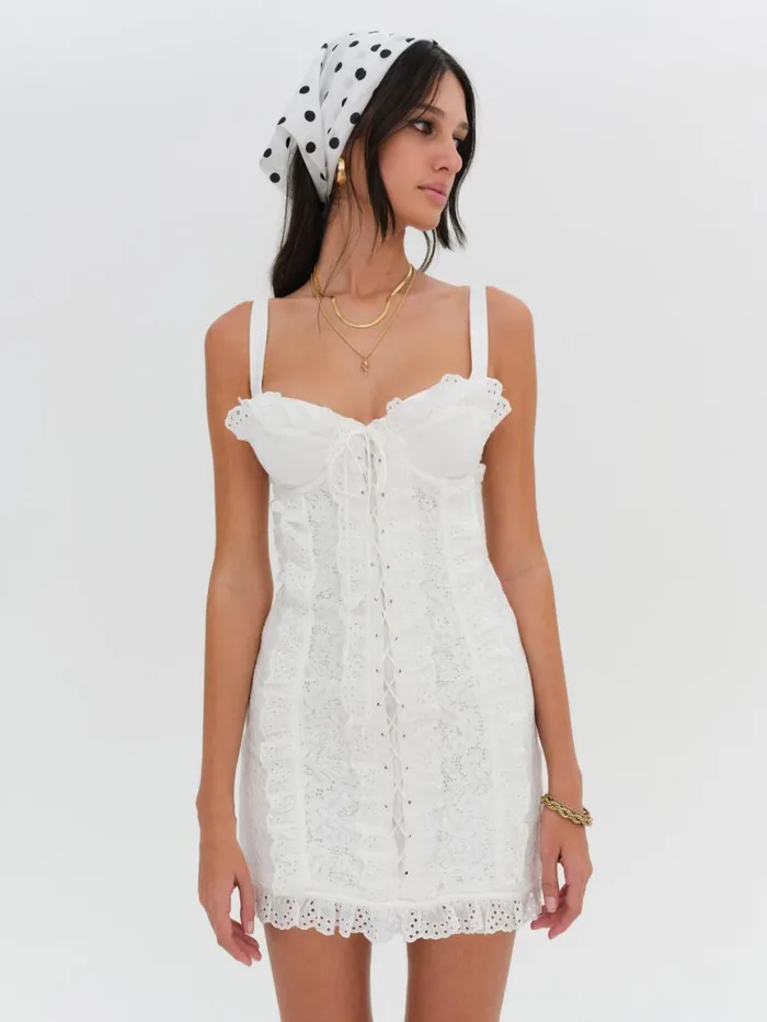 Women Dresses For Love and Lemons Mandy Mini Dress White Women Dresses For Love and Lemons Mandy Mini Dress White