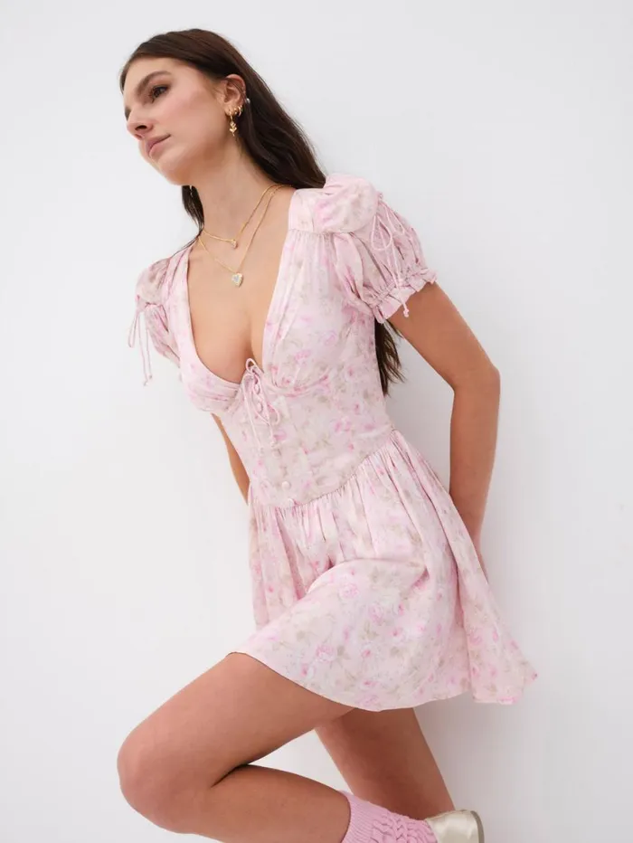 Women Dresses For Love and Lemons Paulina Puff Sleeve Mini Dress Light Pink