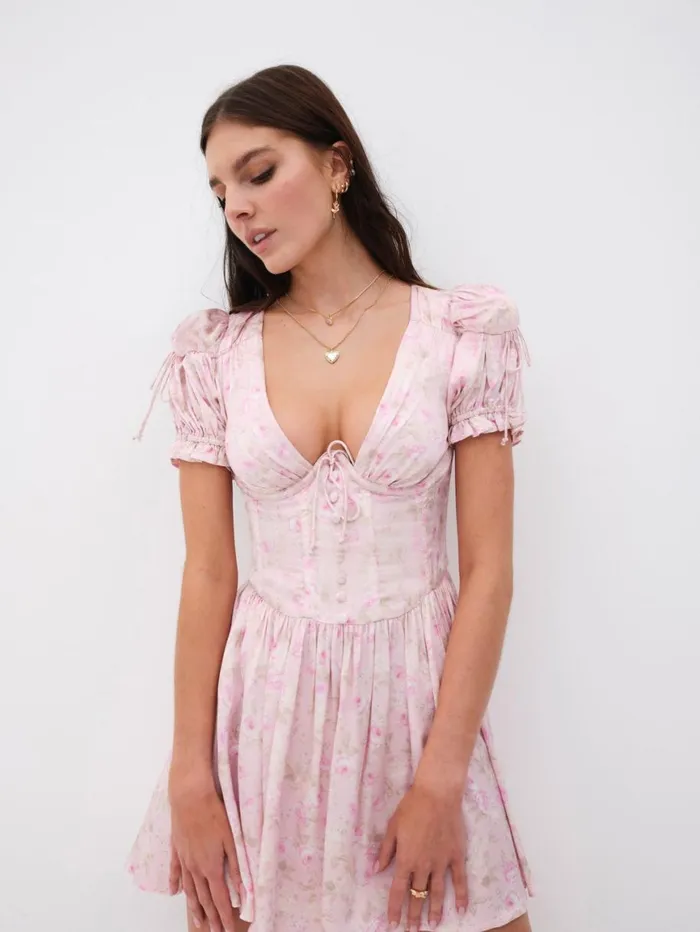 Women Dresses For Love and Lemons Paulina Puff Sleeve Mini Dress Light Pink