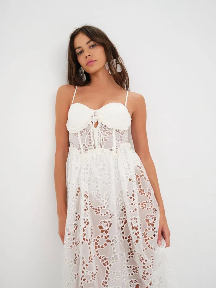 Women Dresses For Love and Lemons Romi Midi Dress White Women Dresses For Love and Lemons Romi Midi Dress White