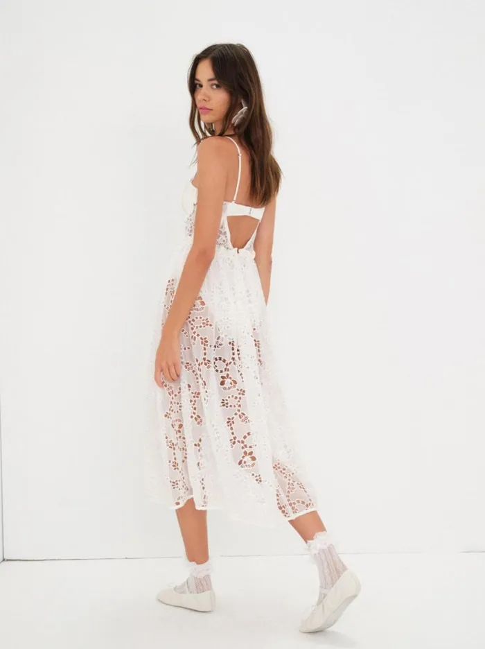 Women Dresses For Love and Lemons Romi Midi Dress White Women Dresses For Love and Lemons Romi Midi Dress White