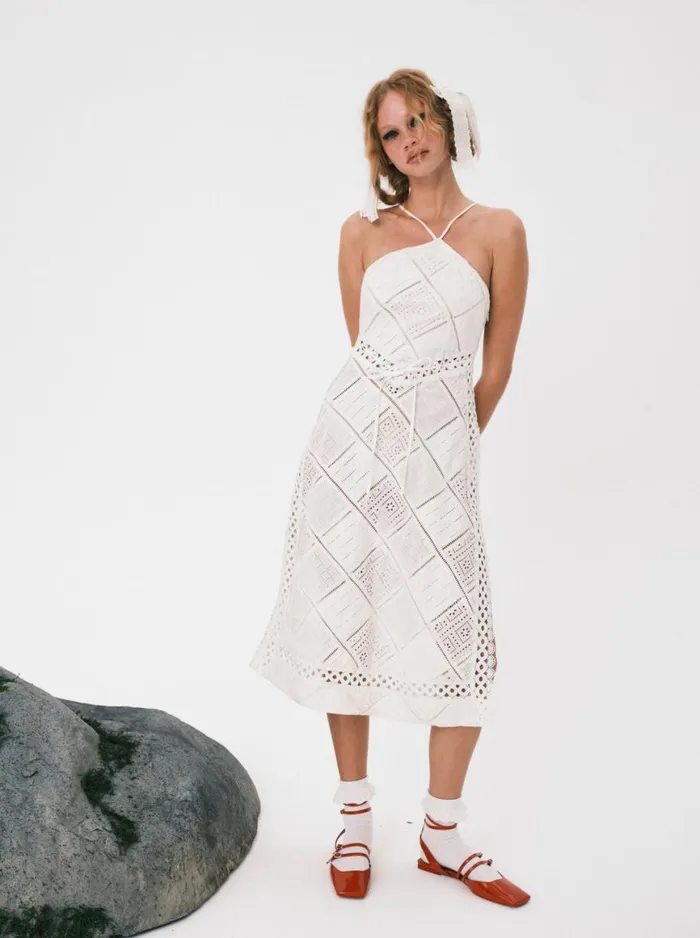 Women Dresses For Love and Lemons Temple Midi Dress White