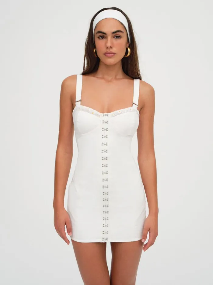 Women Dresses For Love and Lemons Tilly Denim Mini Dress White