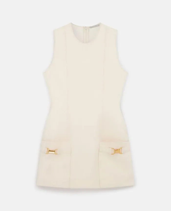 Women Dresses Stella McCartney ClaspEmbellished Sleeveless Mini Dress Cream White Women Dresses Stella McCartney ClaspEmbellished Sleeveless Mini Dress Cream White