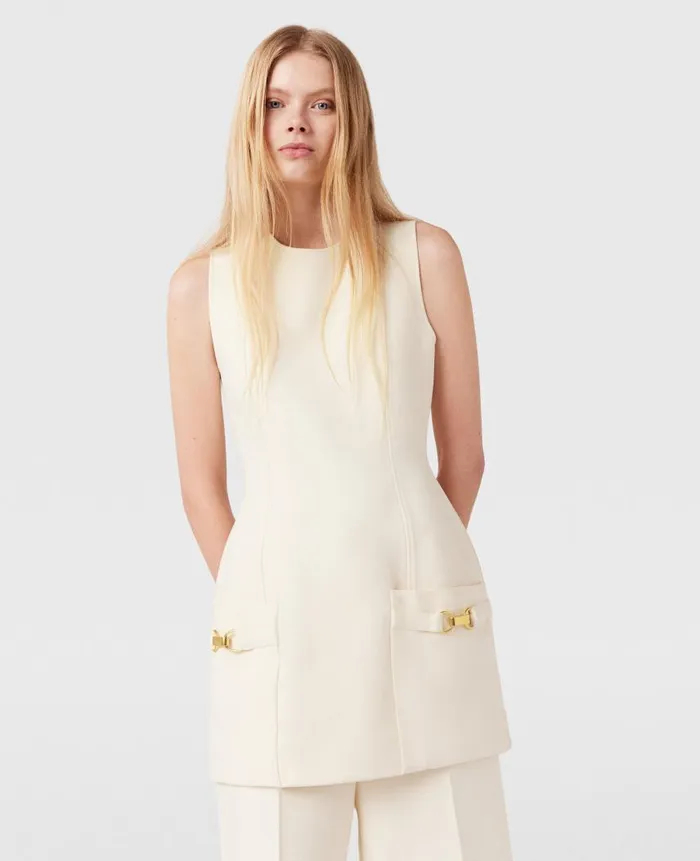 Women Dresses Stella McCartney ClaspEmbellished Sleeveless Mini Dress Cream White