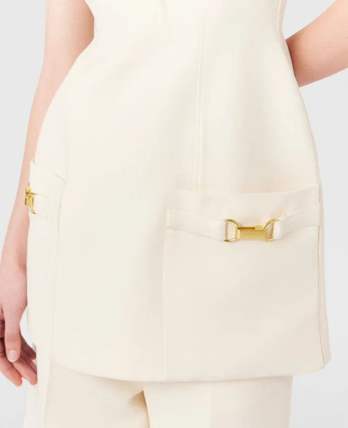 Women Dresses Stella McCartney ClaspEmbellished Sleeveless Mini Dress Cream White