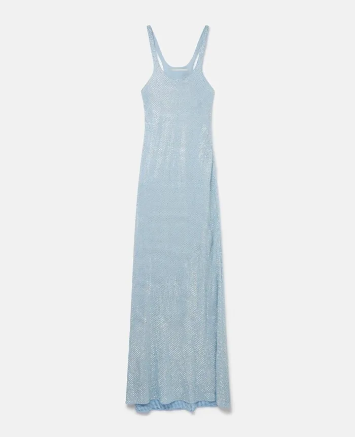 Women Dresses Stella McCartney Crystal Strass Silk Maxi Dress Pale Blue
