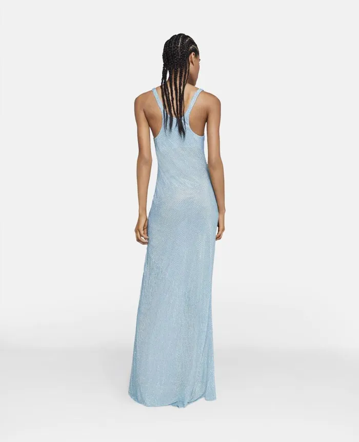 Women Dresses Stella McCartney Crystal Strass Silk Maxi Dress Pale Blue