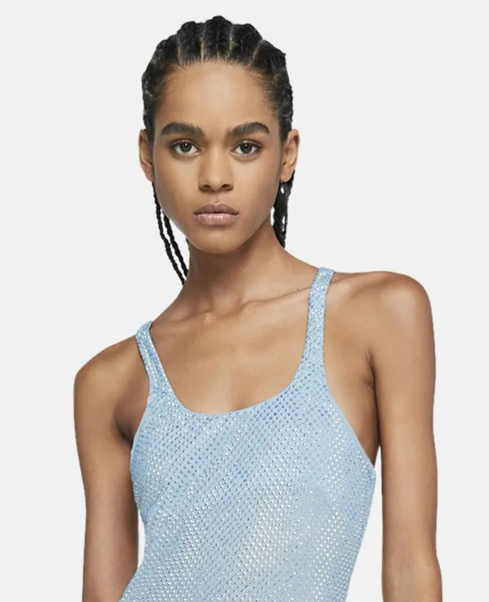 Women Dresses Stella McCartney Crystal Strass Silk Maxi Dress Pale Blue