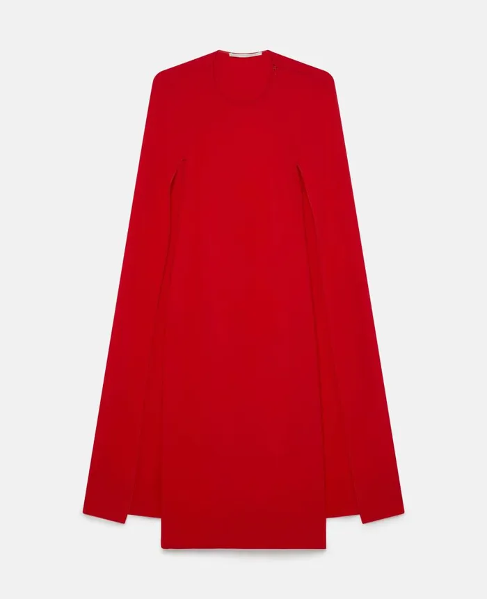 Women Dresses Stella McCartney Round Neck Cape Midi Dress Lipstick Red