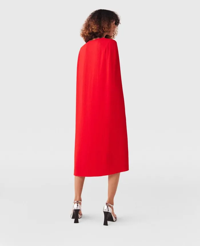 Women Dresses Stella McCartney Round Neck Cape Midi Dress Lipstick Red