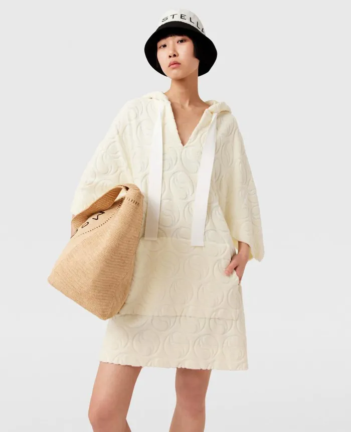 Women Dresses Stella McCartney Toweling Hooded Mini Dress Natural