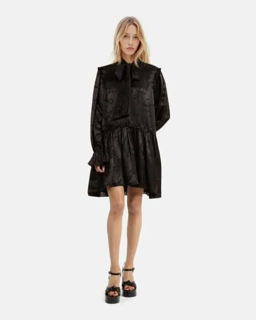 Women Dresses The Kooples Short Ribbon Jacquard Dress Black